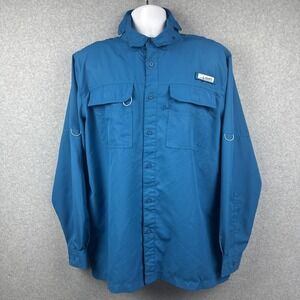 Habit Blue Long Sleeve Button Down Fishing Shirt 40+ Solar Factor Size‎ Large
